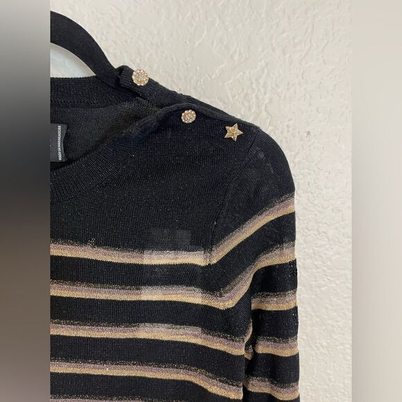 Zadig & Voltaire Sweater Miss Stripes black and gold metallic Sweater. NWT XS - Picture 6 of 11